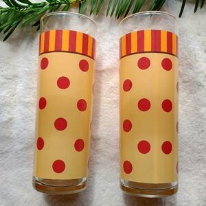 FLASH SALE Set Of 2 Gail Pittman Siena Red Polka Dot Drinking Glass